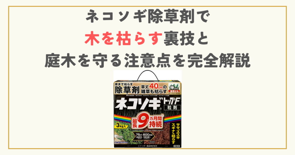 ネコソギ除草剤で木を枯らす裏技と庭木を守る注意点を完全解説