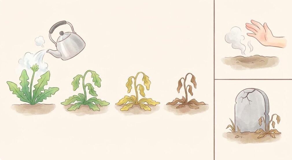雑草は熱湯で何日で枯れるのか?リスクを徹底検証