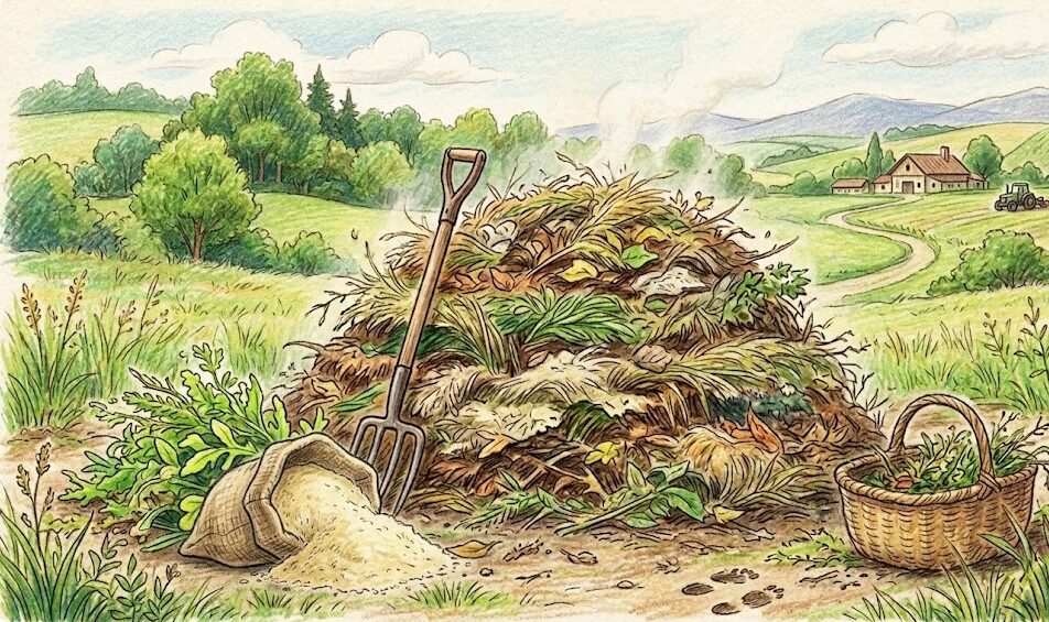 雑草を使った野積み堆肥の基本的な作り方