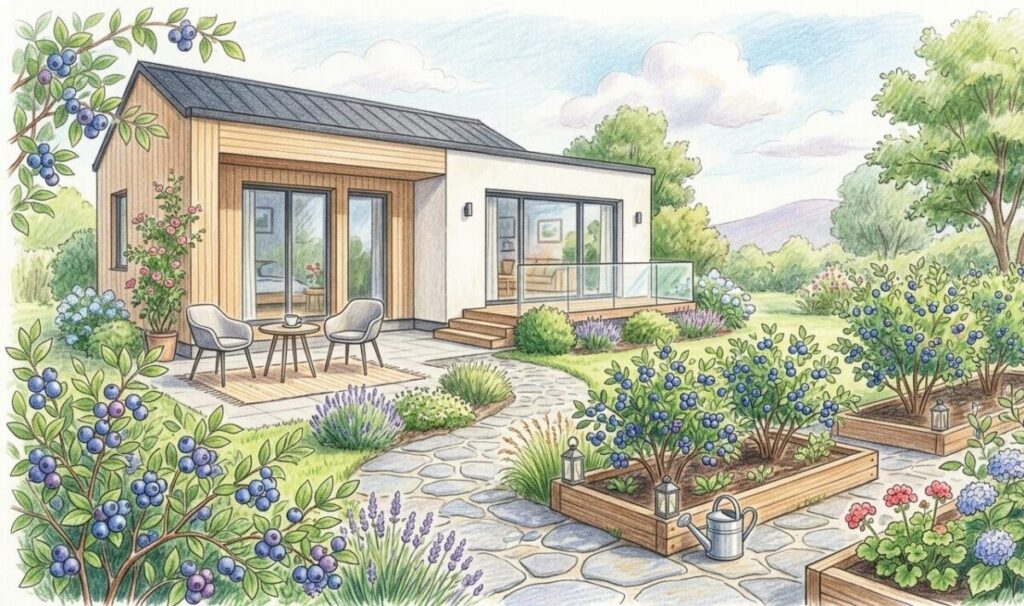 ブルーベリーのあるおしゃれな庭の魅力