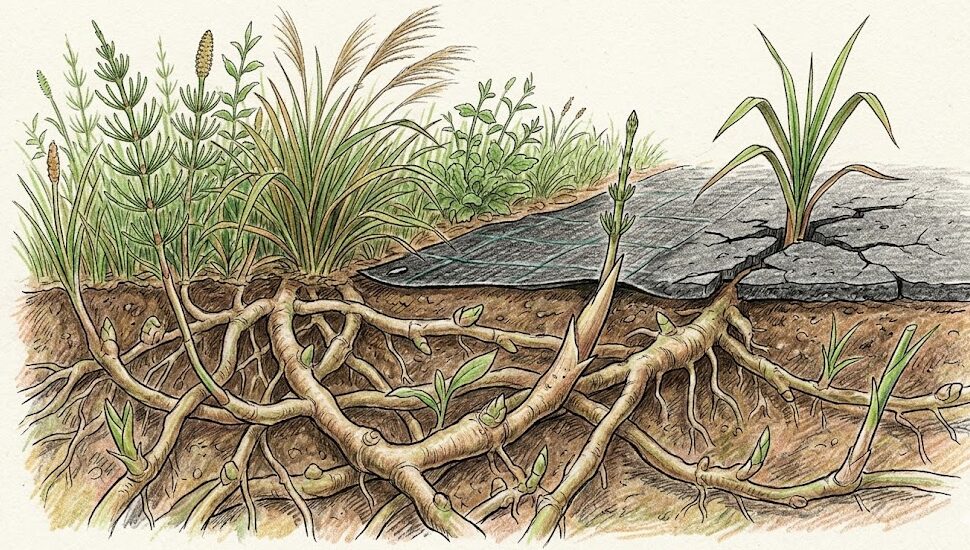 太い地下茎が厄介な雑草の生態と脅威