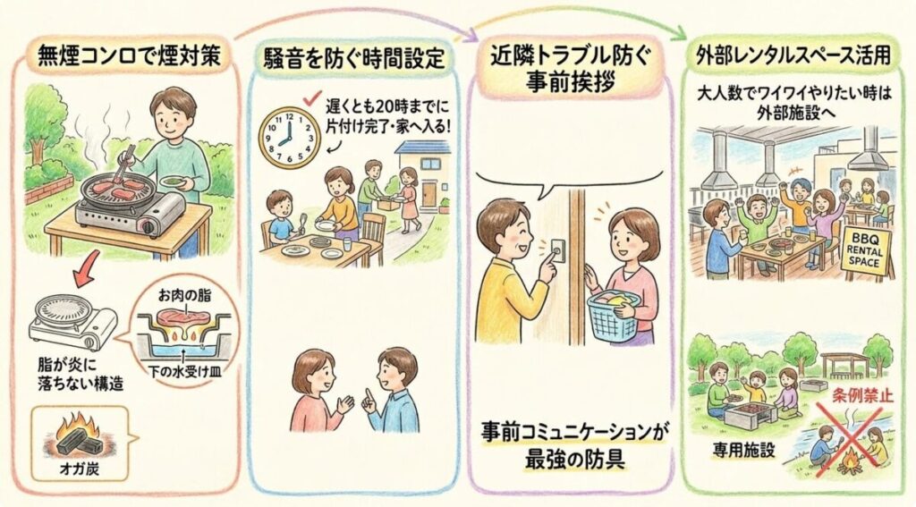 庭でバーベキューをして通報された後の予防策