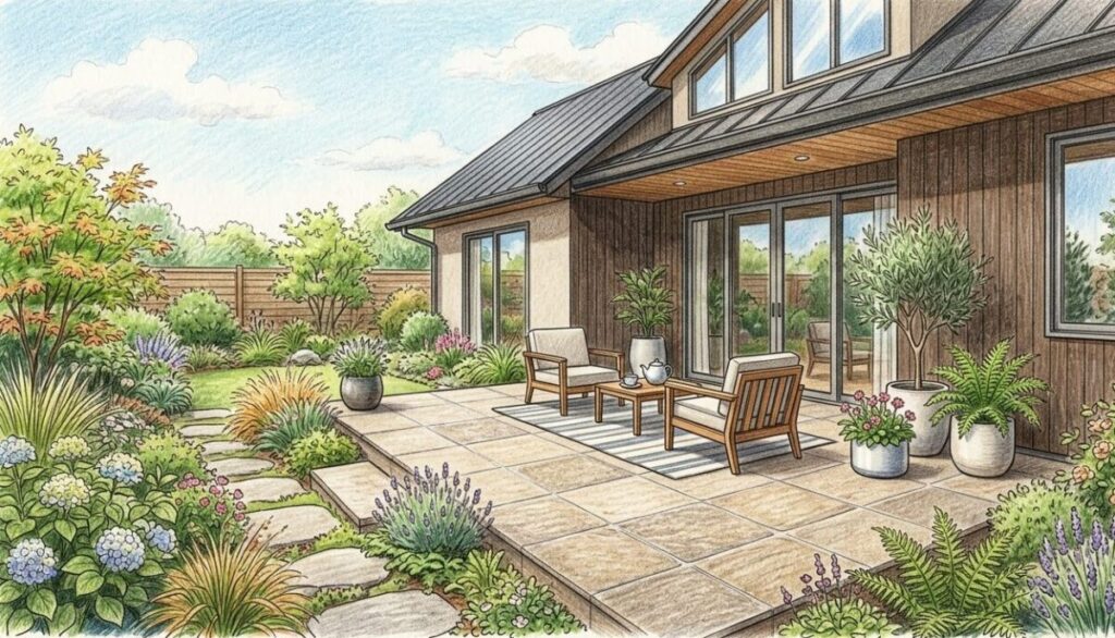 庭のタイルデッキにおける後悔への対策