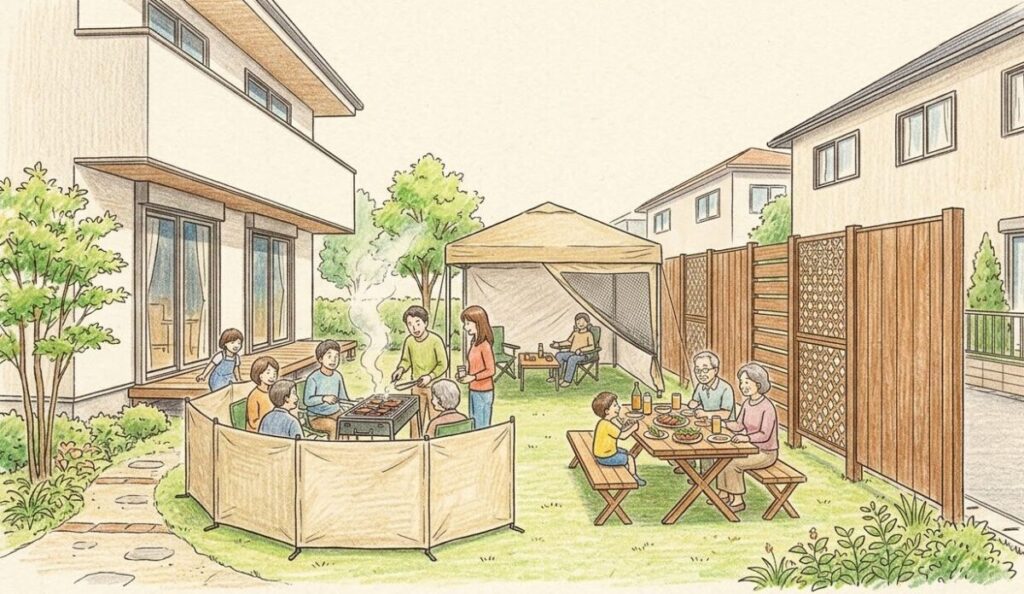 庭のバーベキューで目隠しをする重要性