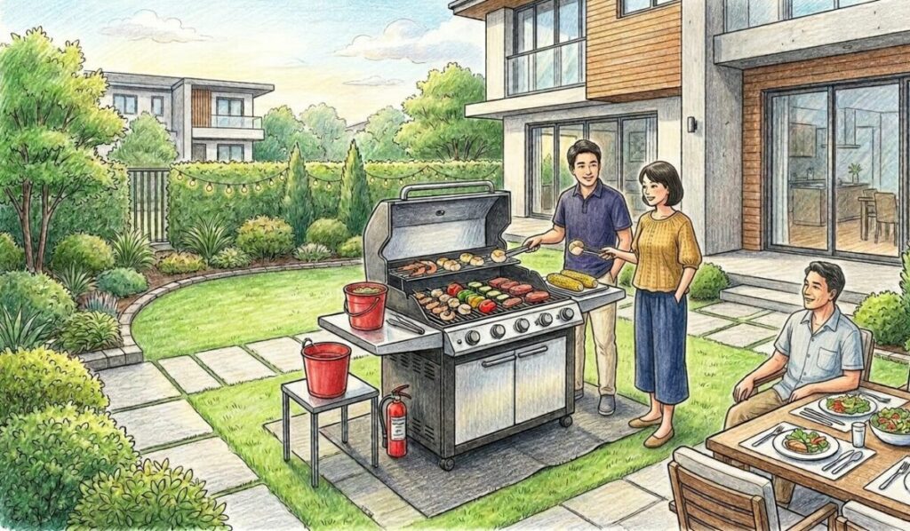 庭のバーベキューコンロで煙が出ない環境作り