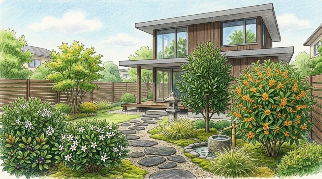 雑木の庭の常緑樹を美しく保つ管理手法