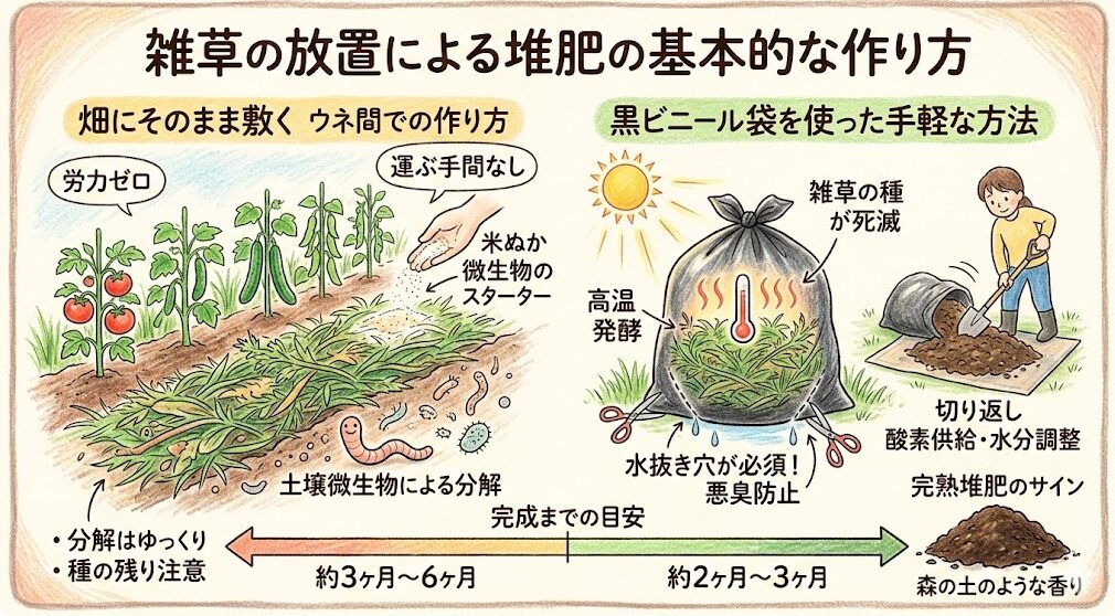 雑草の放置による堆肥の基本的な作り方