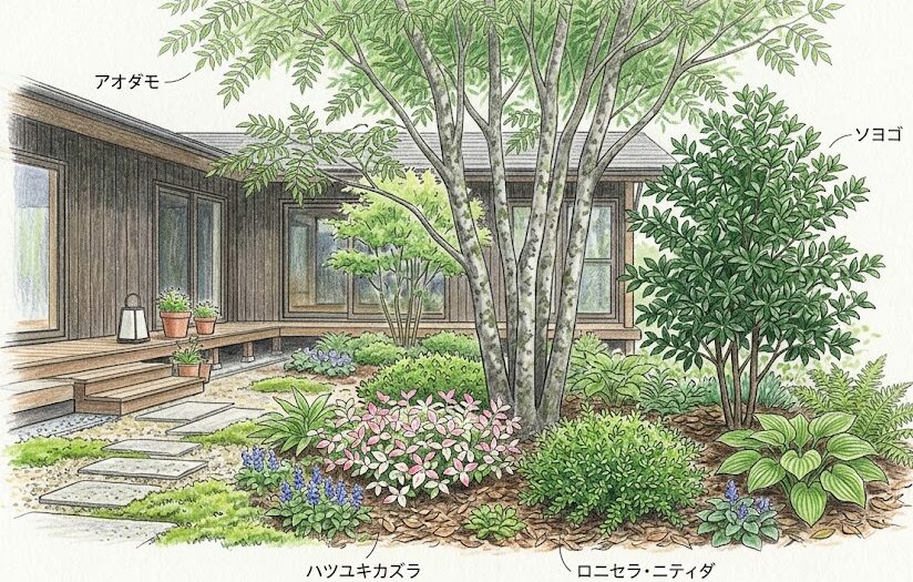 雑木の庭の下草：アオダモなど高木に合う種類と配置