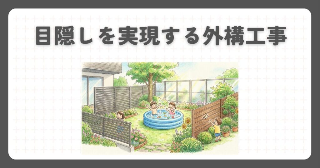 庭のプールの目隠しを実現する外構工事