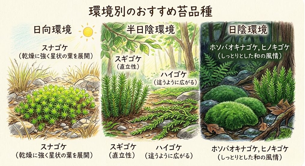 庭の苔の種類と選び方