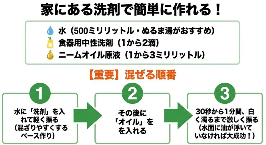 ニームオイルを使った自作カメムシ忌避スプレーの作り方と正しい混ぜる順番