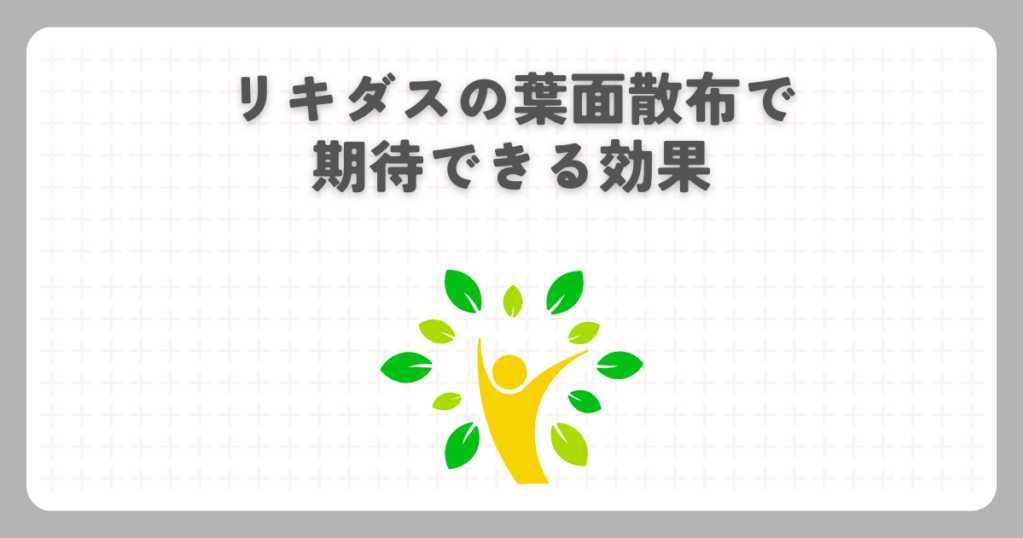 リキダスの葉面散布で期待できる効果