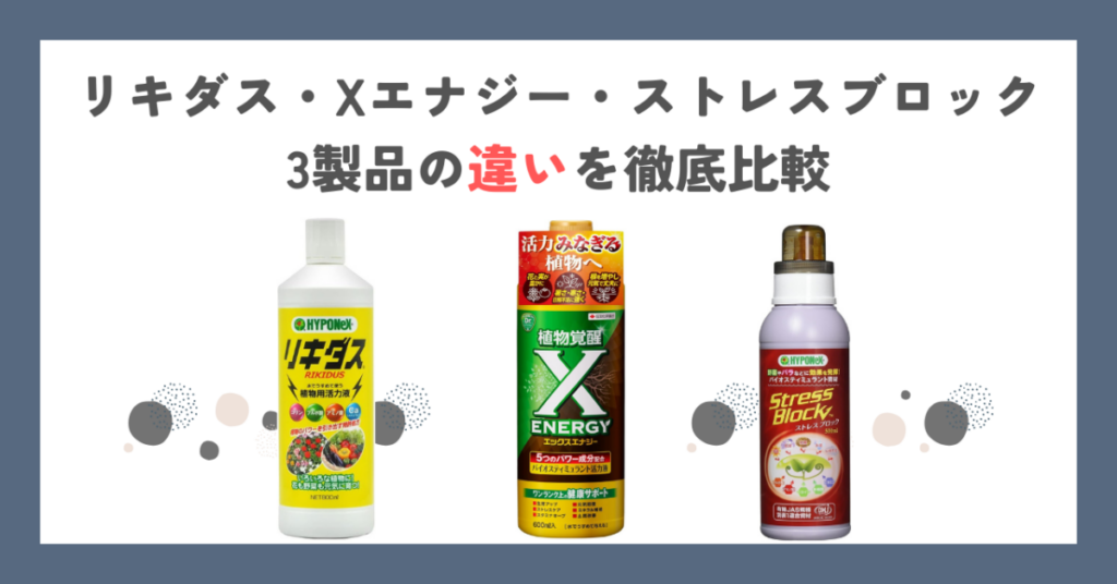 リキダス・Xエナジー・ストレスブロック3製品の違いを徹底比較