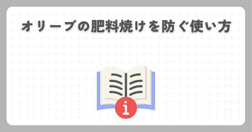 オリーブの肥料焼けを防ぐ使い方
